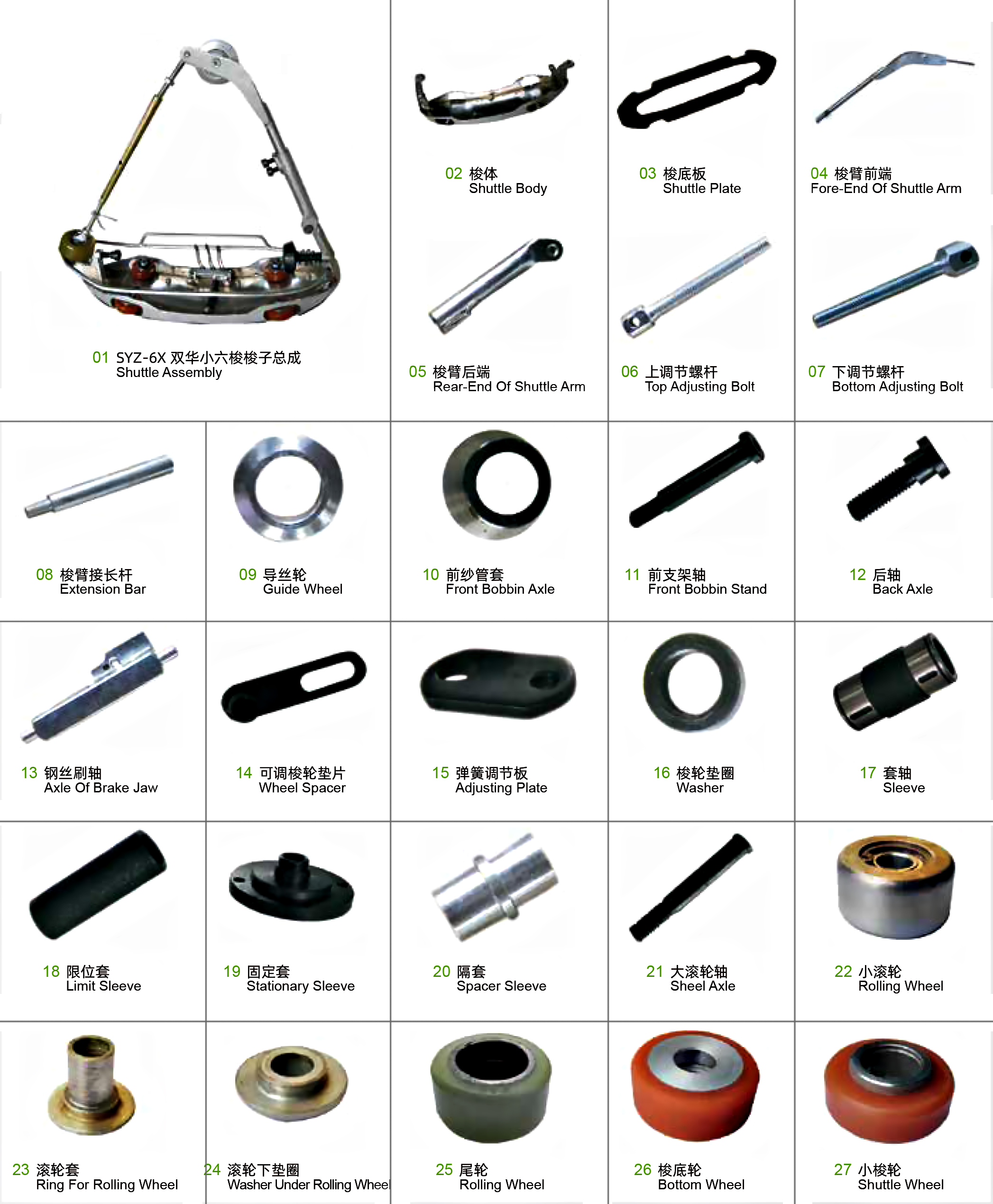 配件 قطعات دستکاه گردباف SYZ-6X